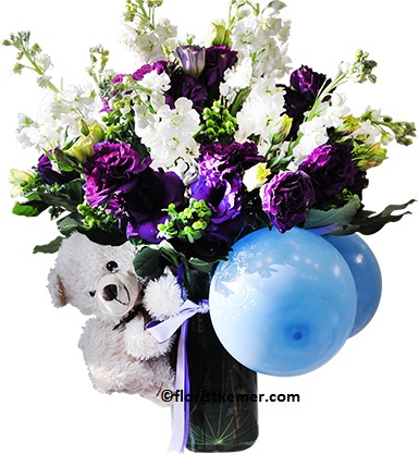  Antalya Flower Delivery purple and white arrangement