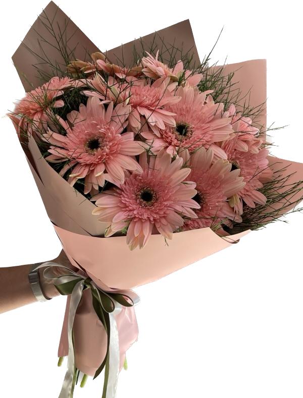  Цветок в Анталия‎  Букет гербер розовый 11 шт.