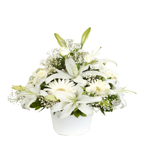  Заказ цветов в Анталия‎  Композиция из герберы и лилии в вазе