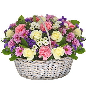  Antalya Flower Delivery Rose Chrysanthemum Elegant Arrangement in Basket