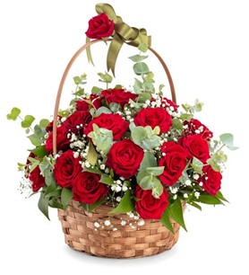  Цветок в Анталия‎  29 красных роз в корзине
