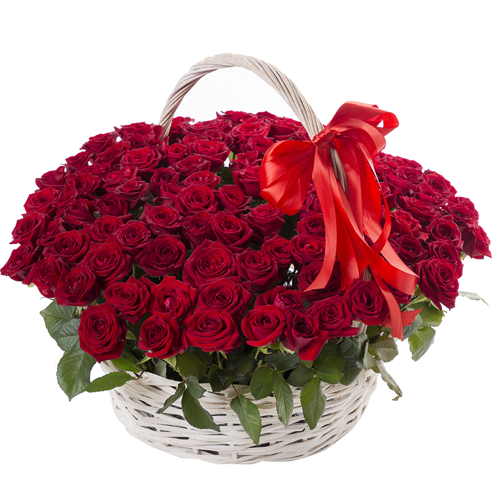  Antalya Çiçek Sepette 101 Adet Kırmızı Gül