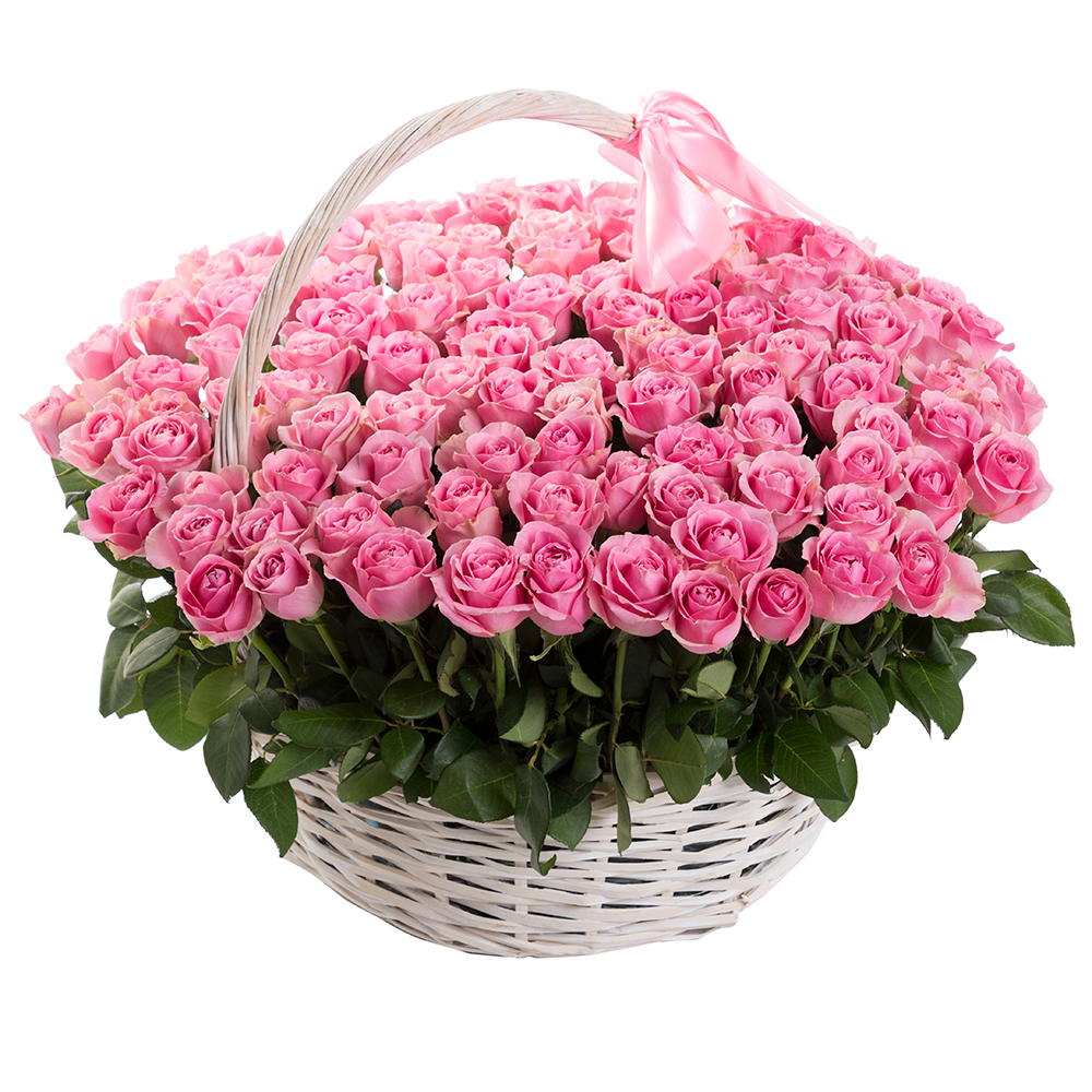  Antalya Flower Order 101 Pink Roses in a Basket