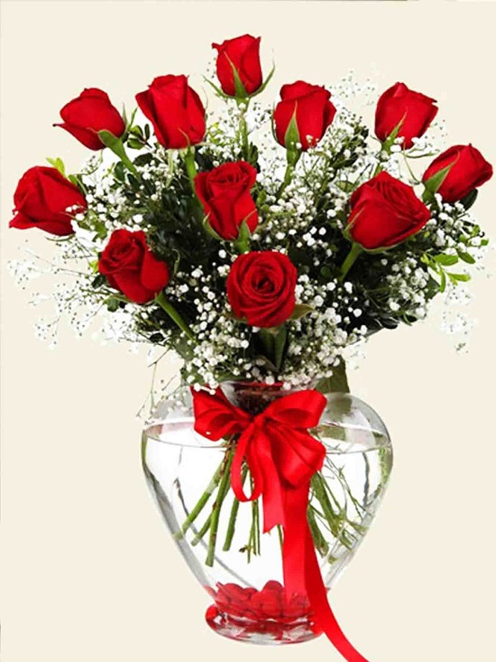  Antalya Blumen Heart Vase 11 Red Rose