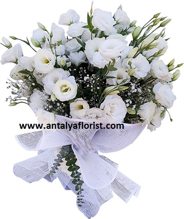  Antalya Flower Delivery White Lisyantus Bouquet