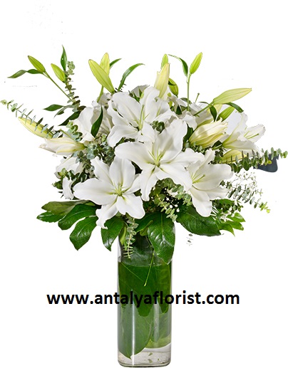  Antalya Blumen 5 pc White Lilies Vase