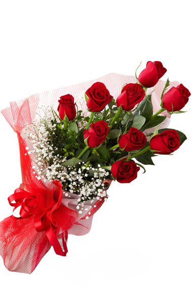  Antalya Flower Order 9 Pc Red Rose Bouquet