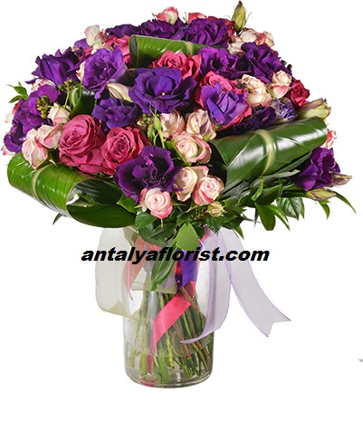  Antalya Flower Purple Pink Flowers in Vase