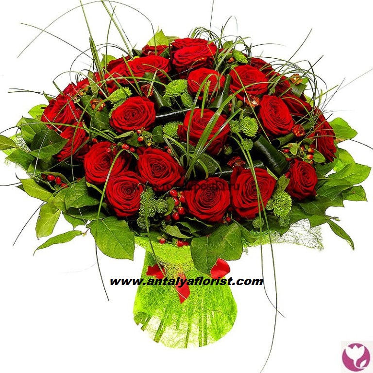  Antalya Çiçekçiler 39 Adet Kırmızı Gül Buket