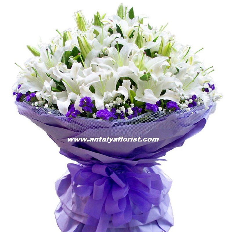 Antalya Florist WHITE LILIUM BOUQUET